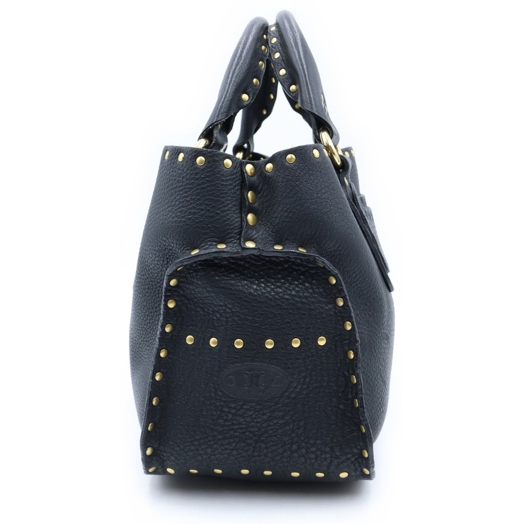 CELINE(セリーヌ) スタッズ デザイン ブギーバッグ ハンドバッグ ブラック レザー ゴールド金具 レディース