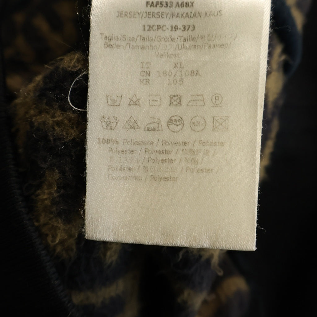 FENDI(フェンディ) FFロゴ ズッカ柄 ポリエステル フリース ジップアップパーカー フーディ #XL ブラウン FAF533A68X
