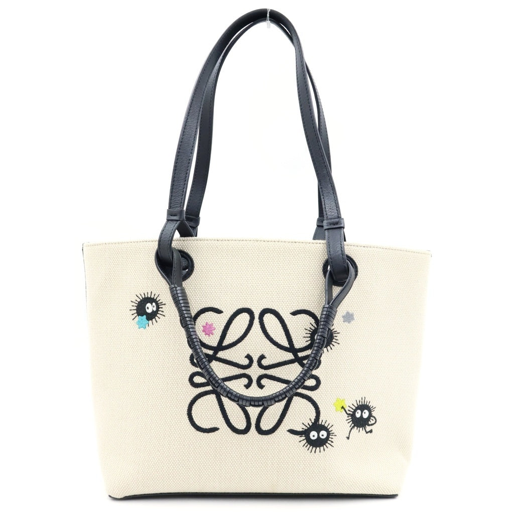 LOEWE(ロエベ) スタジオジブリコラボ ススワタリ アナグラムトート スモール キャンバス レザー アイボリー ブラック A717S72X16 レディース