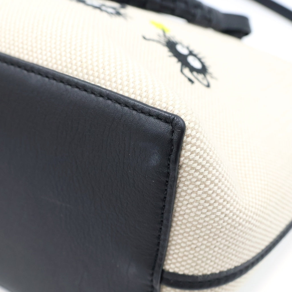 LOEWE(ロエベ) スタジオジブリコラボ ススワタリ アナグラムトート スモール キャンバス レザー アイボリー ブラック A717S72X16 レディース