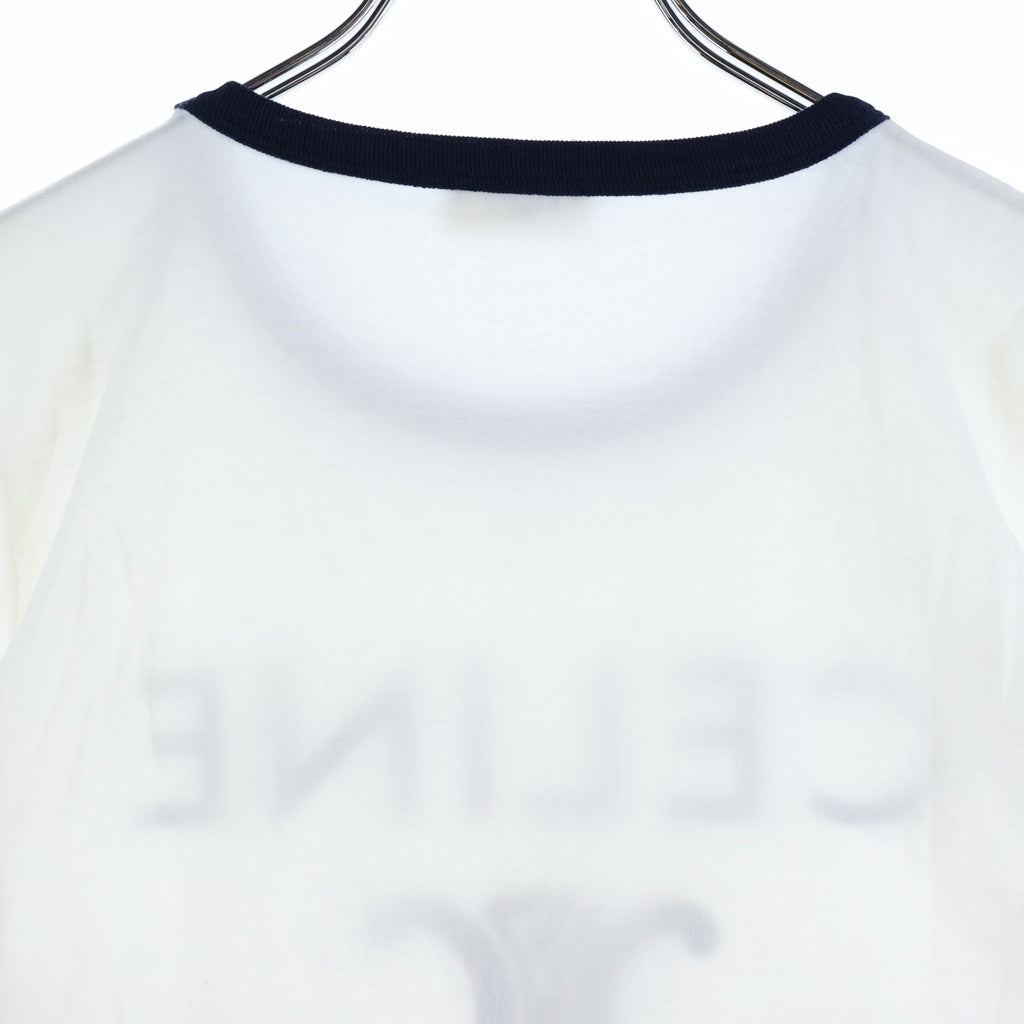 CELINE(セリーヌ) トリオンフ ロゴプリント コットン 半袖 クラシック Tシャツ カットソー #XS ホワイト 2X872671Q.01NB レディース