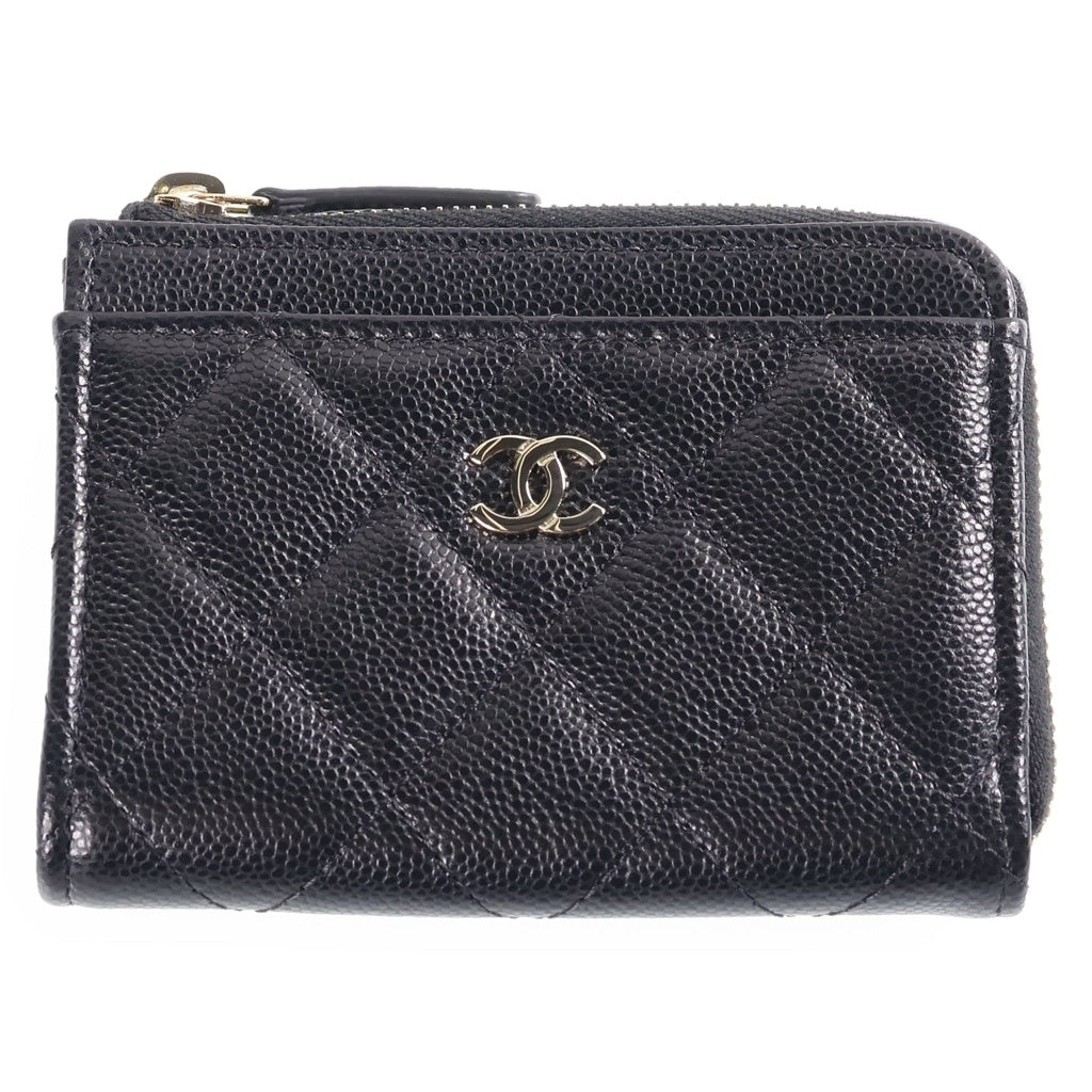 CHANEL(シャネル) マトラッセ ココマーク タイムレスクラシック フラグメント カードケース 名刺入れ ミニ財布 ウォレット ブラック キャビアスキン AP4893 ゴールド金具 レディース
