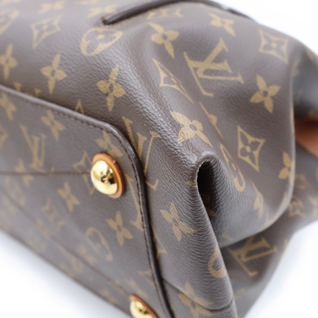 LOUIS VUITTON(ルイヴィトン) モノグラム オランプ キャメル ハンドバッグ ブラウン レザー×PVC M40580 ゴールド金具 レディース
