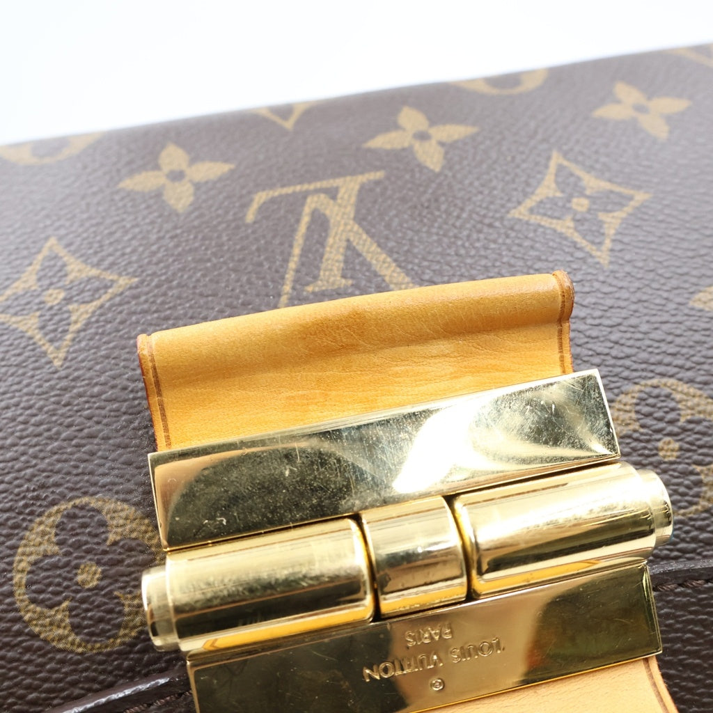 LOUIS VUITTON(ルイヴィトン) モノグラム オランプ キャメル ハンドバッグ ブラウン レザー×PVC M40580 ゴールド金具 レディース