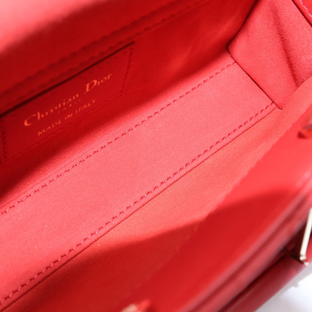 Christian Dior(クリスチャンディオール) LADY D-JOY マイクロバッグ カナージュ レザー ゴールド金具 2WAY ハンドバッグ ショルダーバッグ レッド レディース