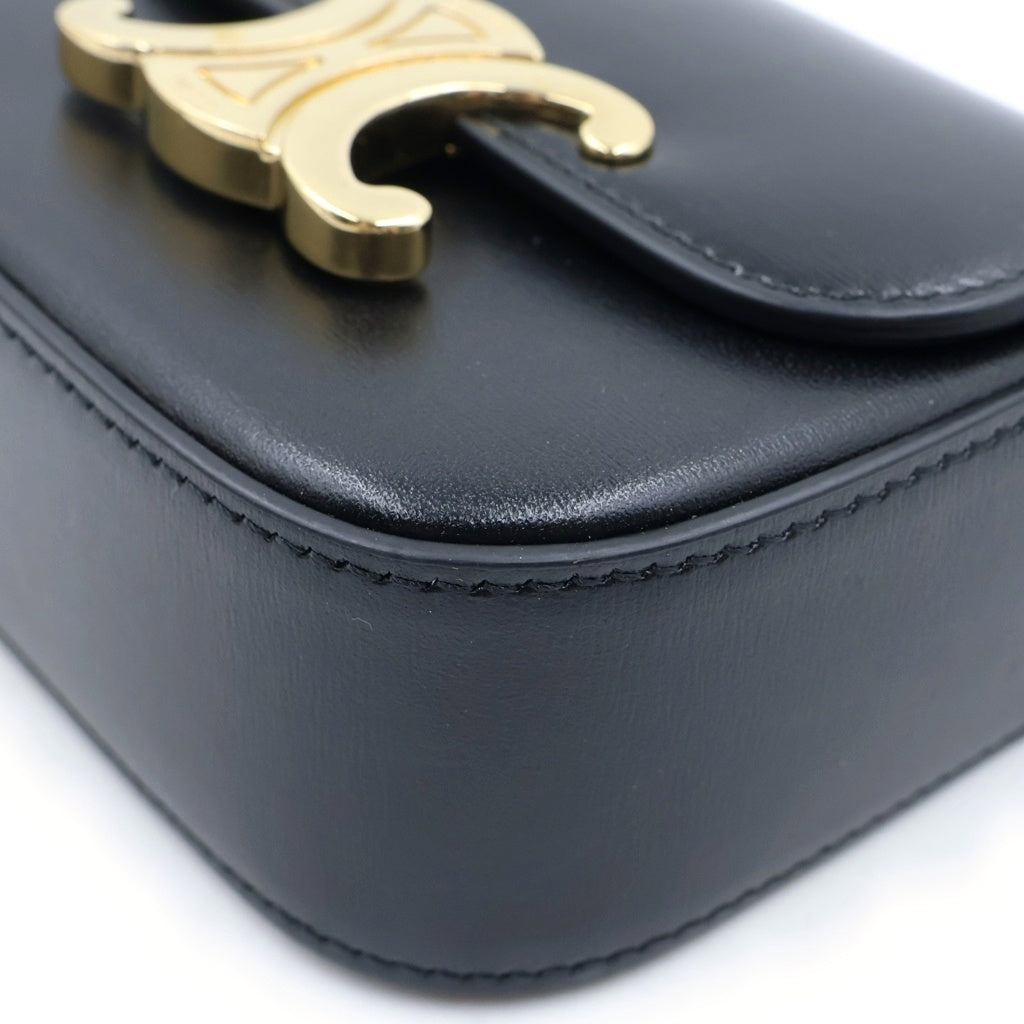CELINE(セリーヌ) トリオンフ ミニクロード ショルダーバッグ ブラック レザー ゴールド金具 レディース
