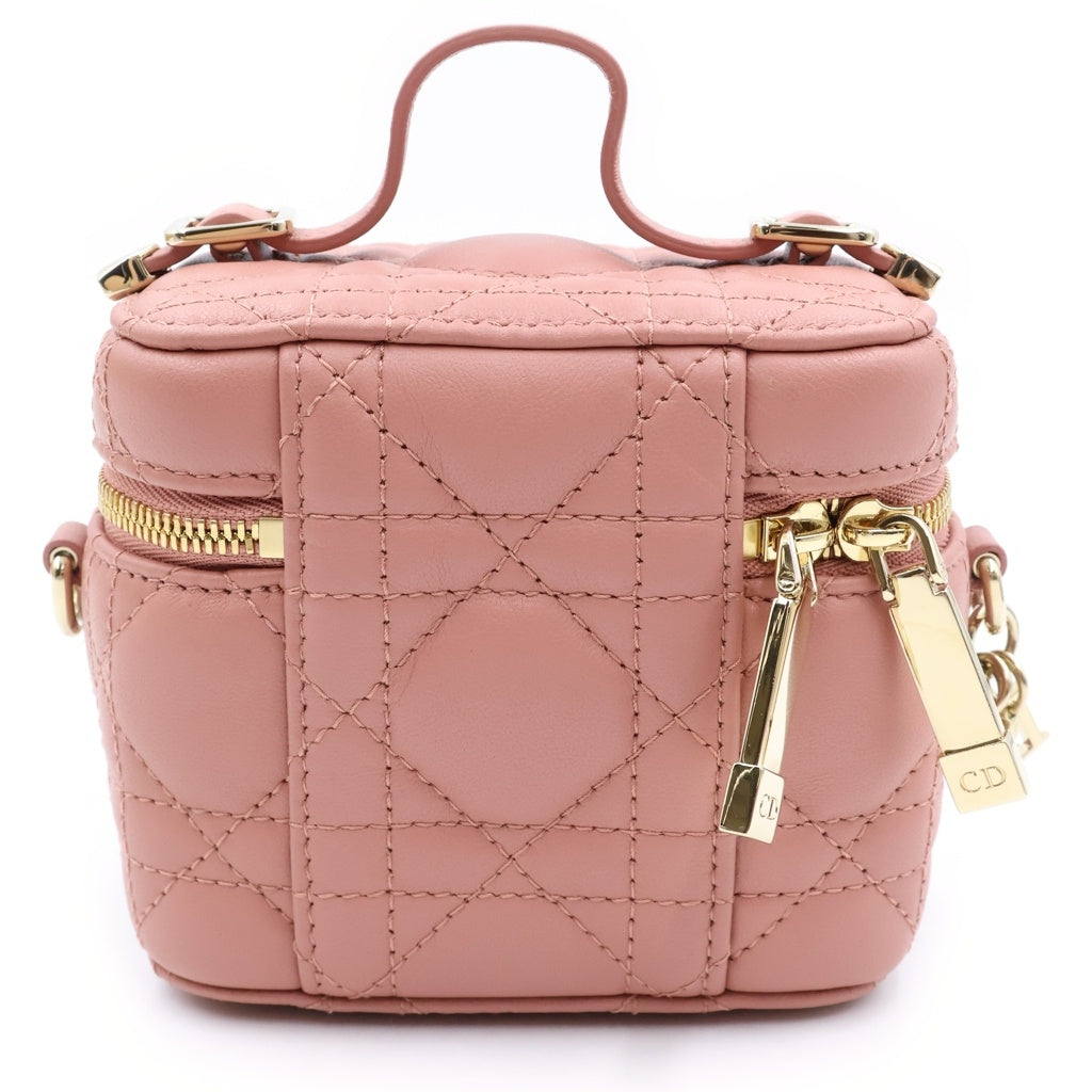 Christian Dior(クリスチャンディオール) レディディオール バニティバッグ ショルダーバッグ ミニ ピンク レザー ゴールド金具 レディース