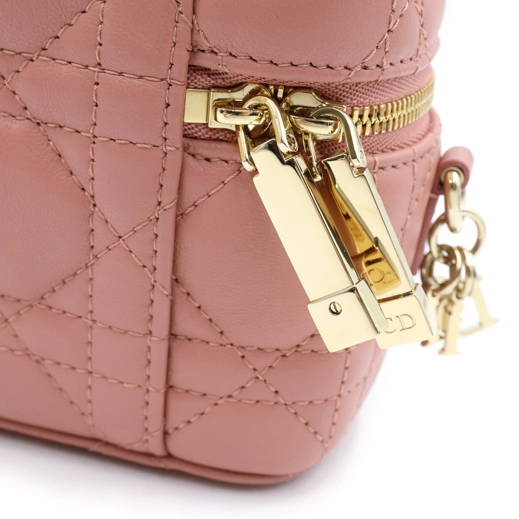 Christian Dior(クリスチャンディオール) レディディオール バニティバッグ ショルダーバッグ ミニ ピンク レザー ゴールド金具 レディース