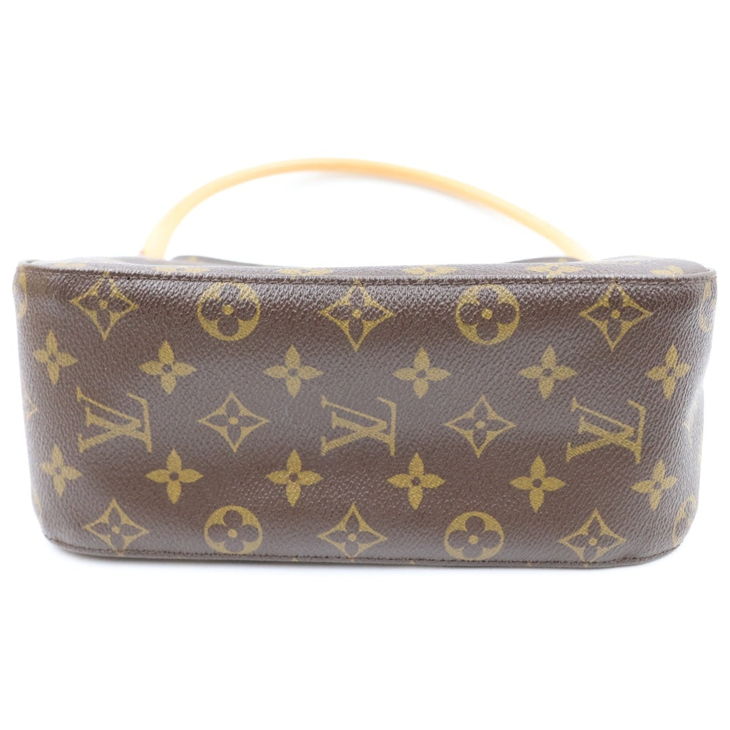LOUIS VUITTON(ルイヴィトン) ルイヴィトン モノグラム ルーピングMM ハンドバッグ ワンショルダーバッグ ブラウン レザー×PVC M51146 ゴールド金具 レディース