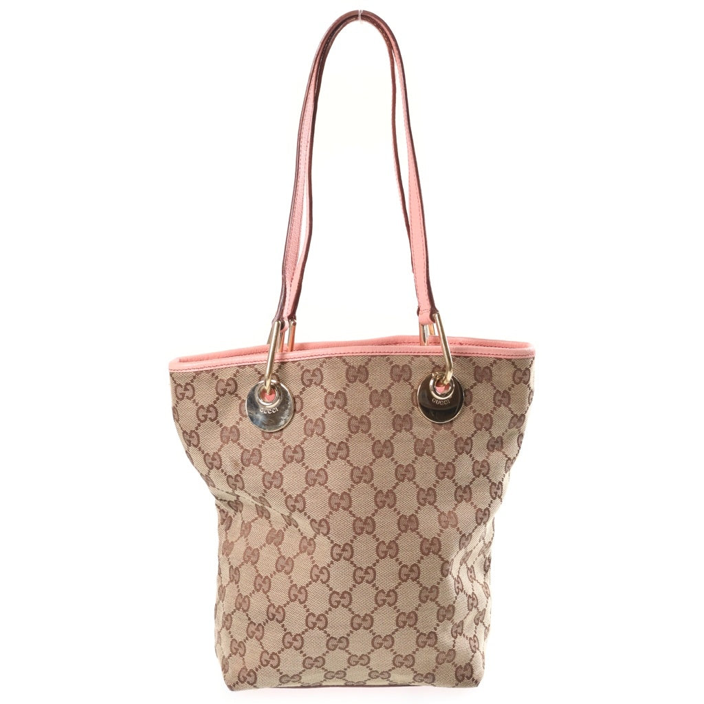 GUCCI(グッチ) トートバッグ GGキャンバス キャンバス レザー ブラウン/ピンク 120340 レディース