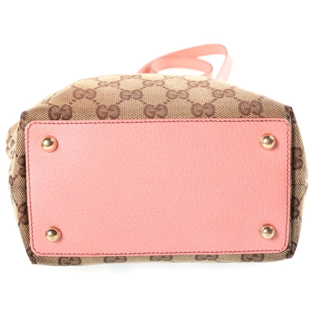 GUCCI(グッチ) トートバッグ GGキャンバス キャンバス レザー ブラウン/ピンク 120340 レディース