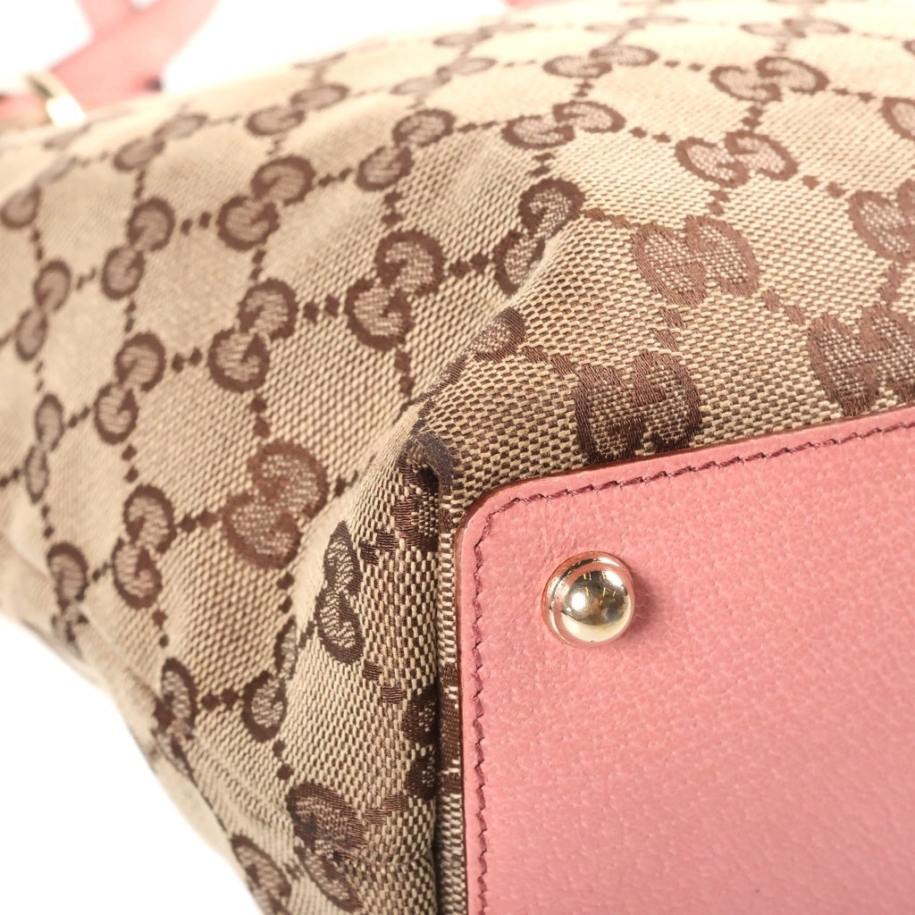 GUCCI(グッチ) トートバッグ GGキャンバス キャンバス レザー ブラウン/ピンク 120340 レディース