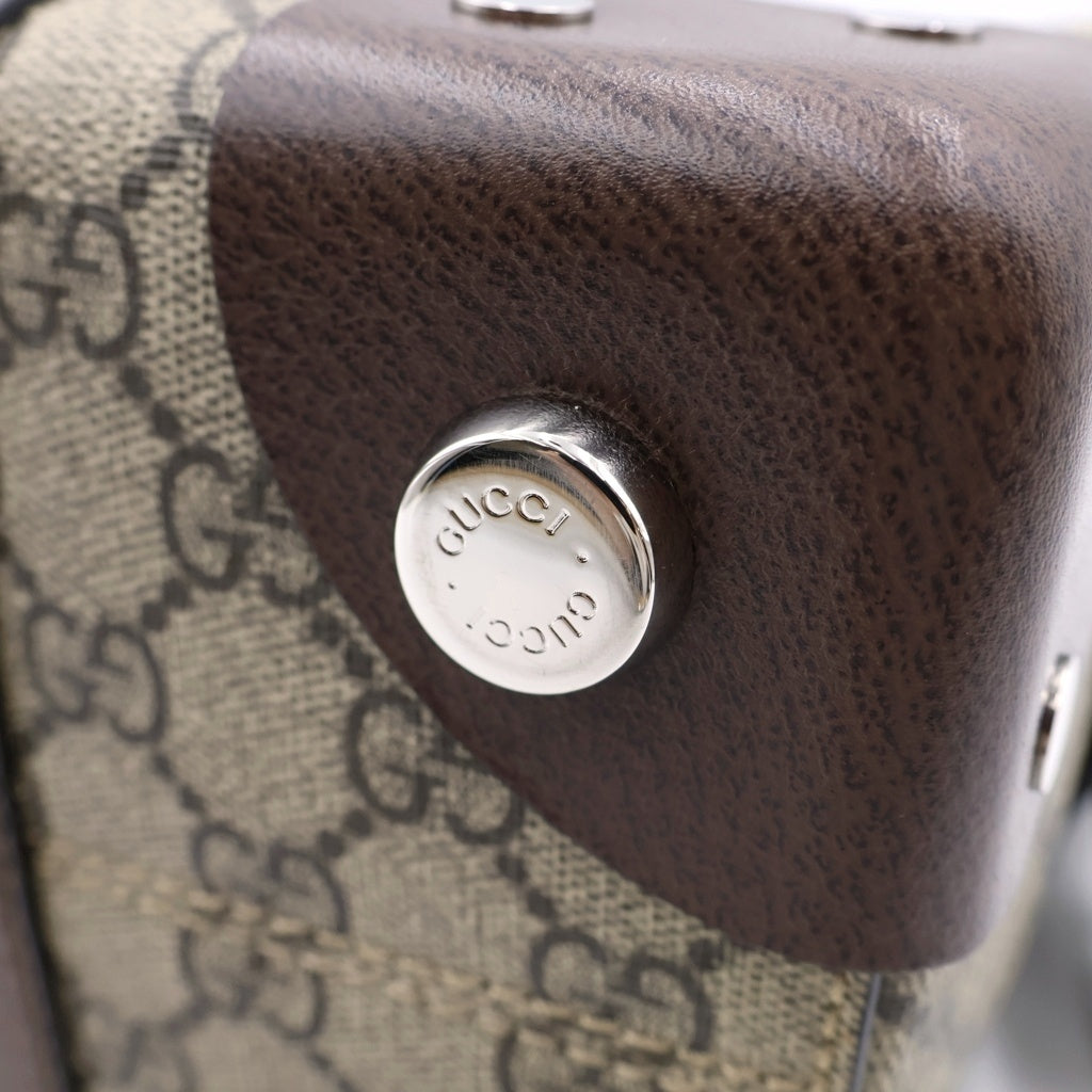 GUCCI(グッチ) GGスプリーム トートバッグ ハンドバッグ ベージュ ブラウン PVCレザー 643814 シルバー金具 レディース