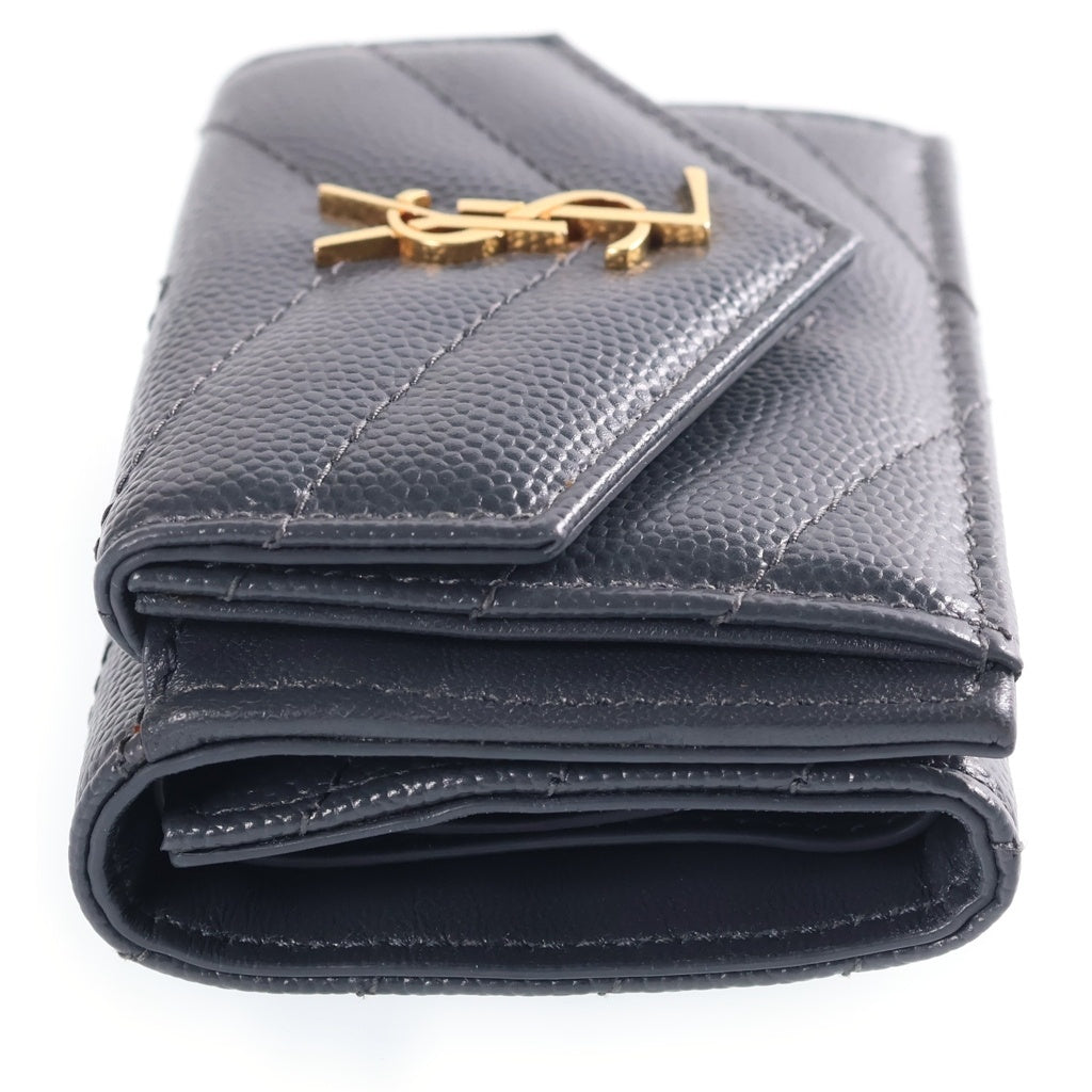 SAINT LAURENT PARIS(サンローランパリ) タイニーウォレット 三つ折り財布 コンパクトウォレット ゴールド金具 レザー グレー 505118 レディース