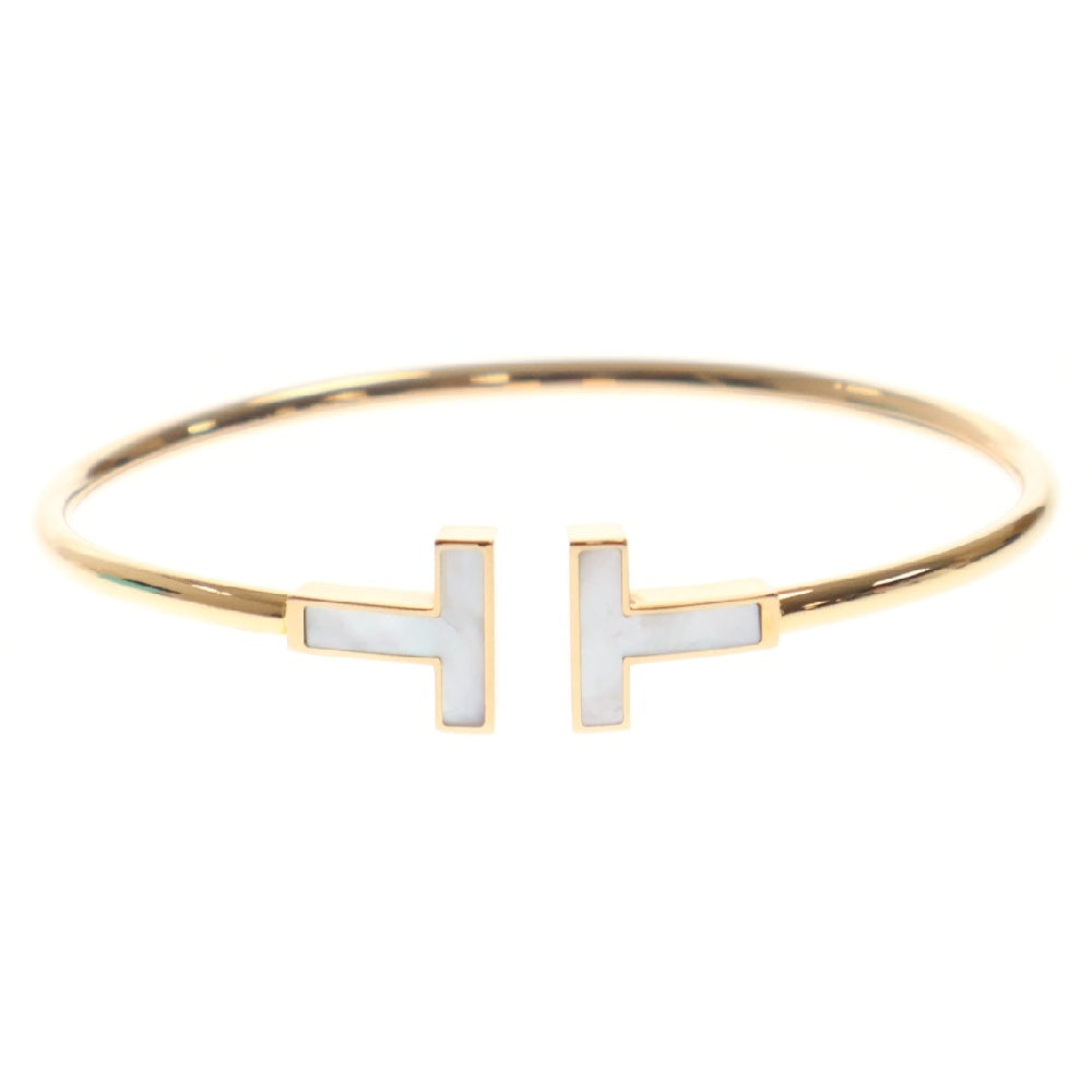 TIFFANY&Co(ティファニー) Tワイヤー シェル ブレスレット Au750 K18YG マザーオブパール イエローゴールド ミディアム ジュエリー