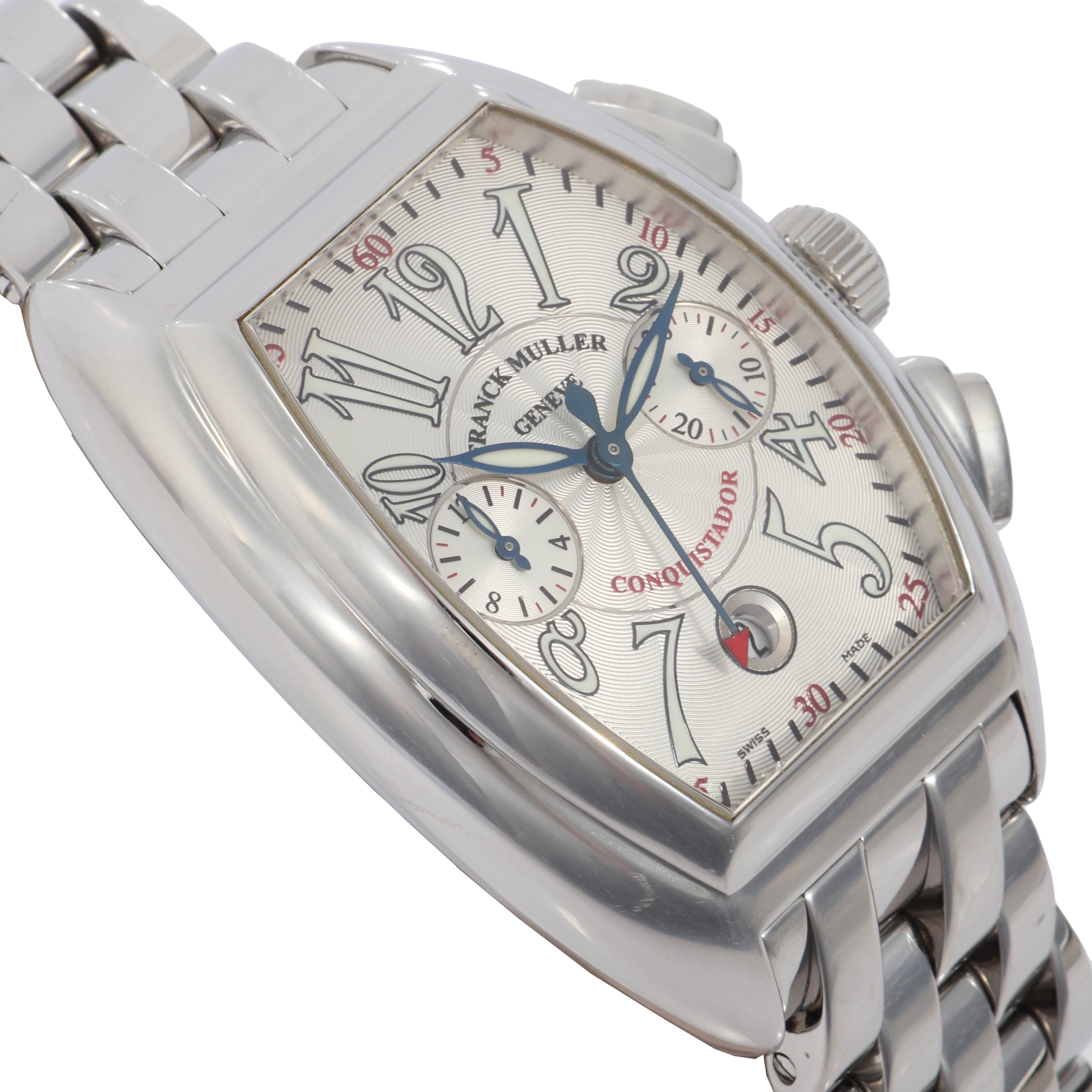FRANCK MULLER(フランクミュラー) コンキスタドール クロノグラフ 8005CC 白文字盤 ステンレス 自動巻き SS/AT 腕時計