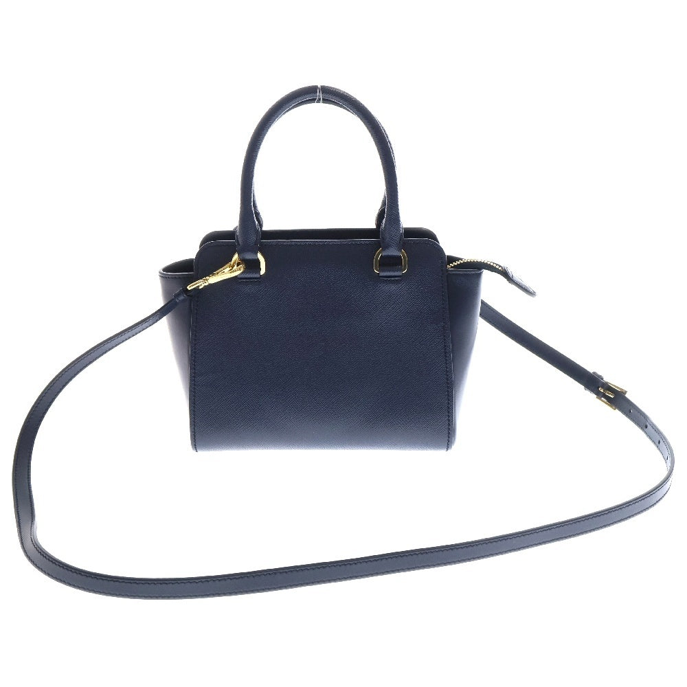 PRADA(プラダ) サフィアーノ 2WAYミニバッグ ショルダーバッグ ハンドバッグ 斜め掛けバッグ レザー ネイビー ゴールド金具 ロゴ三角プレート 1BA380