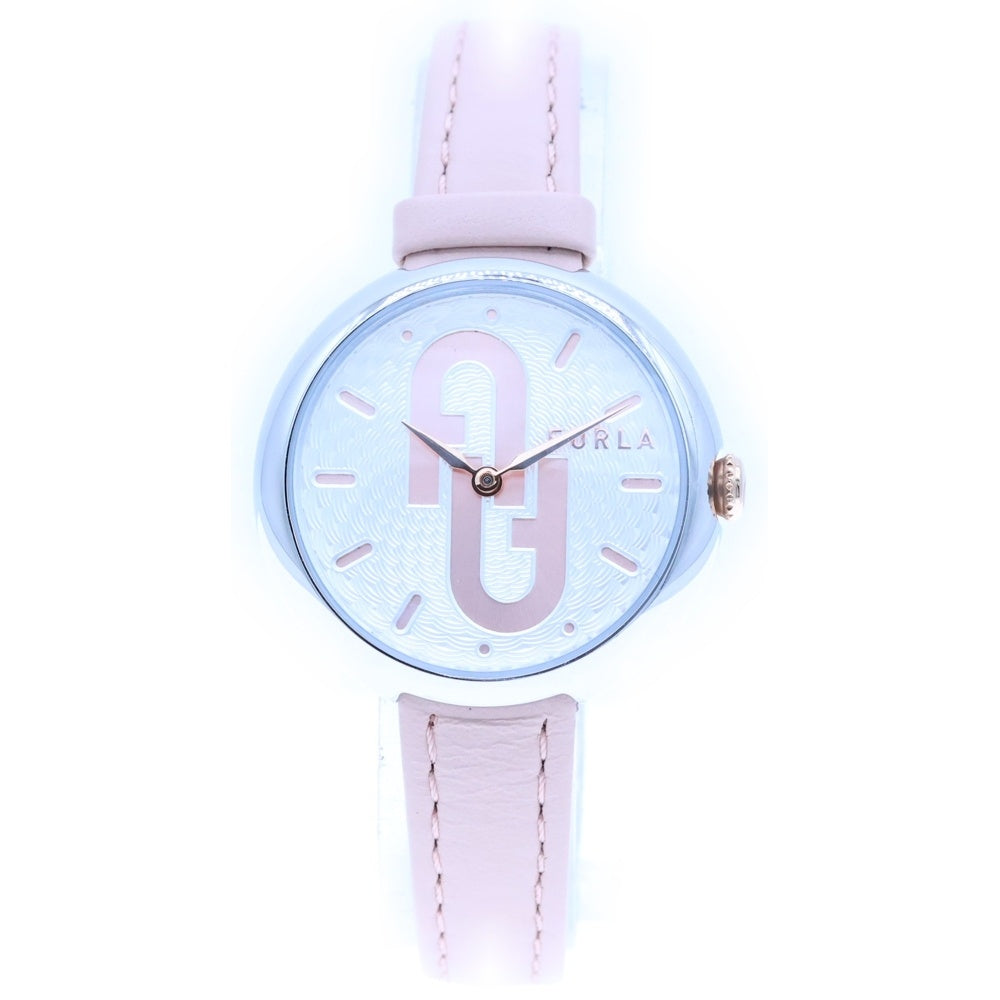 FURLA(フルラ) ラウンド ロゴ SS×革/QZ ステンレス クォーツ 腕時計 レディース