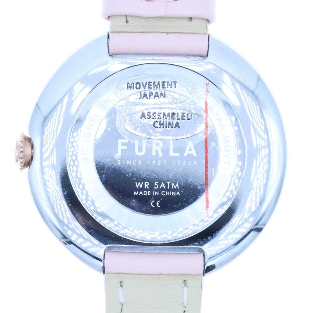 FURLA(フルラ) ラウンド ロゴ SS×革/QZ ステンレス クォーツ 腕時計 レディース