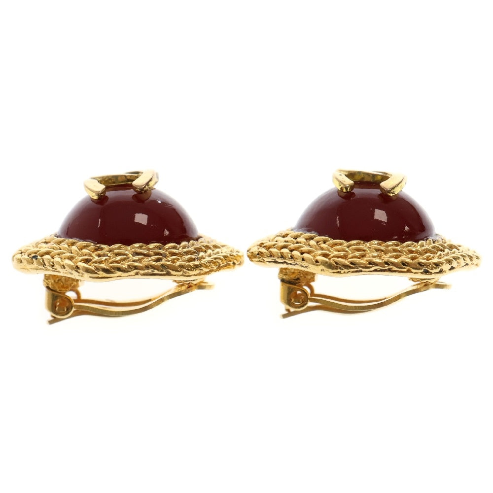 CHANEL(シャネル) ココマーク イヤリング ストーン GP ゴールド×レッド アクセサリー ヴィンテージ