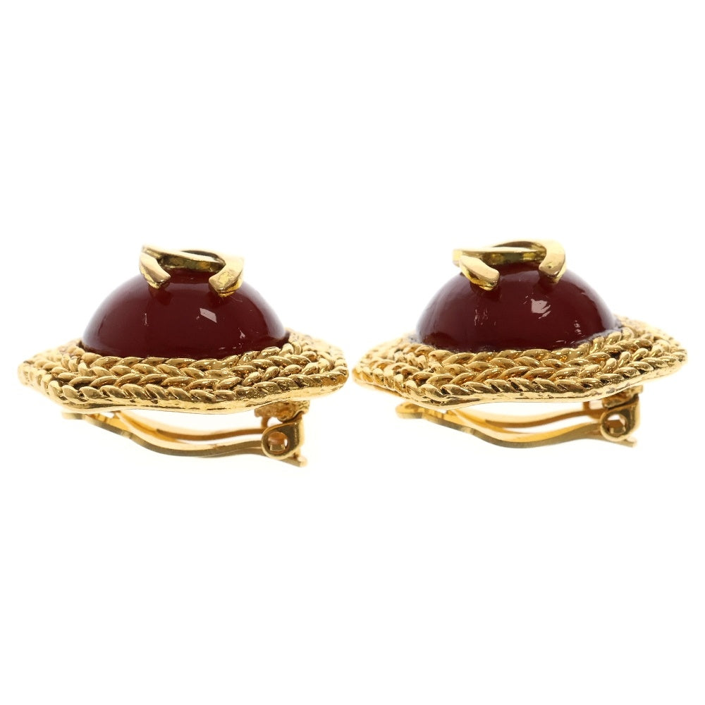 CHANEL(シャネル) ココマーク イヤリング ストーン GP ゴールド×レッド アクセサリー ヴィンテージ