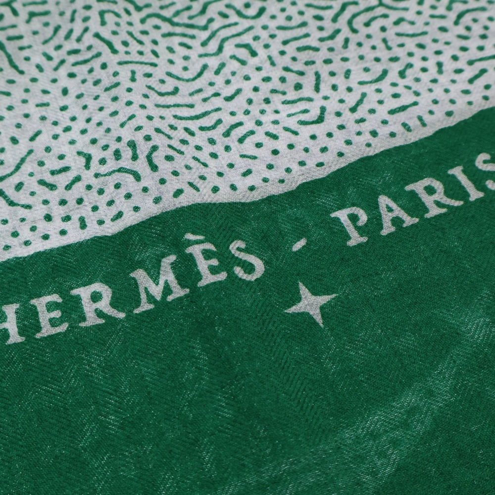 HERMES(エルメス) カレ140 ジュアン CLAIR DE LUNE クレール・ド・リュン グリーン カシミヤ スカーフ ストール