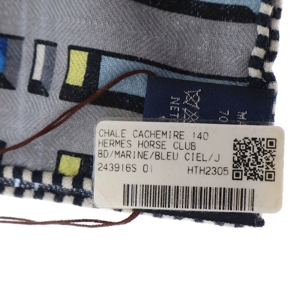 HERMES(エルメス) カレ140 ジュアン HORSE CLUB ホースクラブ ブルー カシミヤ スカーフ ストール