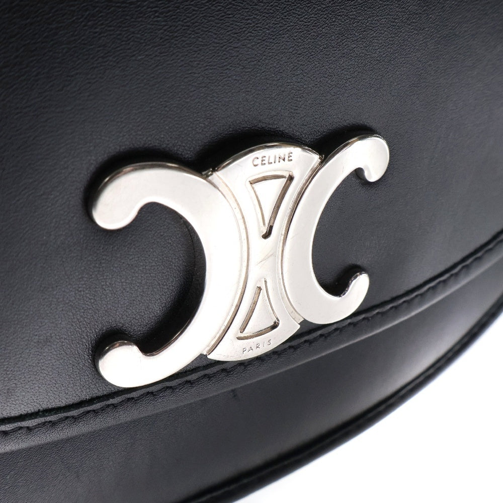CELINE(セリーヌ) ミディアム ブザス トリオンフ ショルダーバッグ ブラック カーフスキン シルバー金具