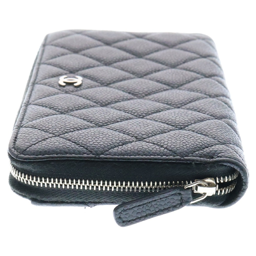 CHANEL(シャネル) ココマーク マトラッセ キャビアスキン ラウンドファスナー ロングウォレット 長財布 ブラック レディース