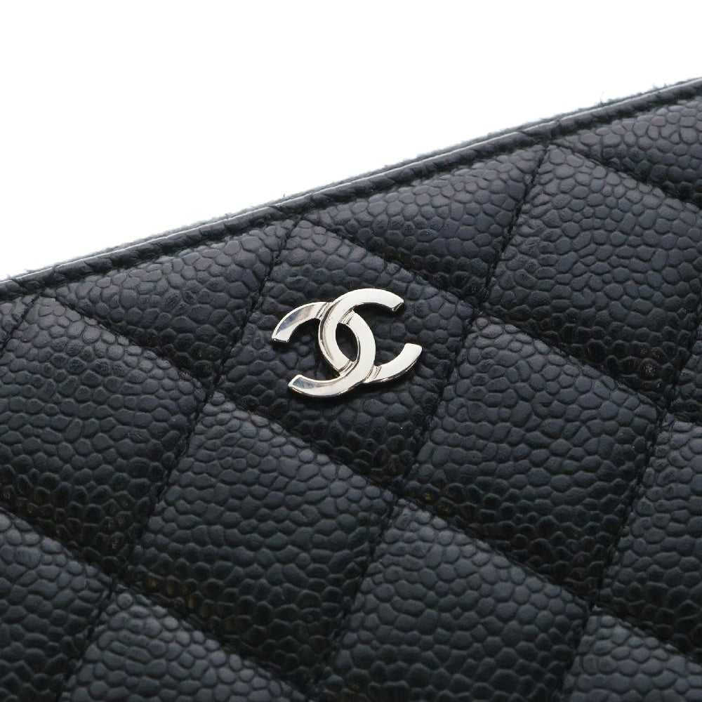 CHANEL(シャネル) ココマーク マトラッセ キャビアスキン ラウンドファスナー ロングウォレット 長財布 ブラック レディース