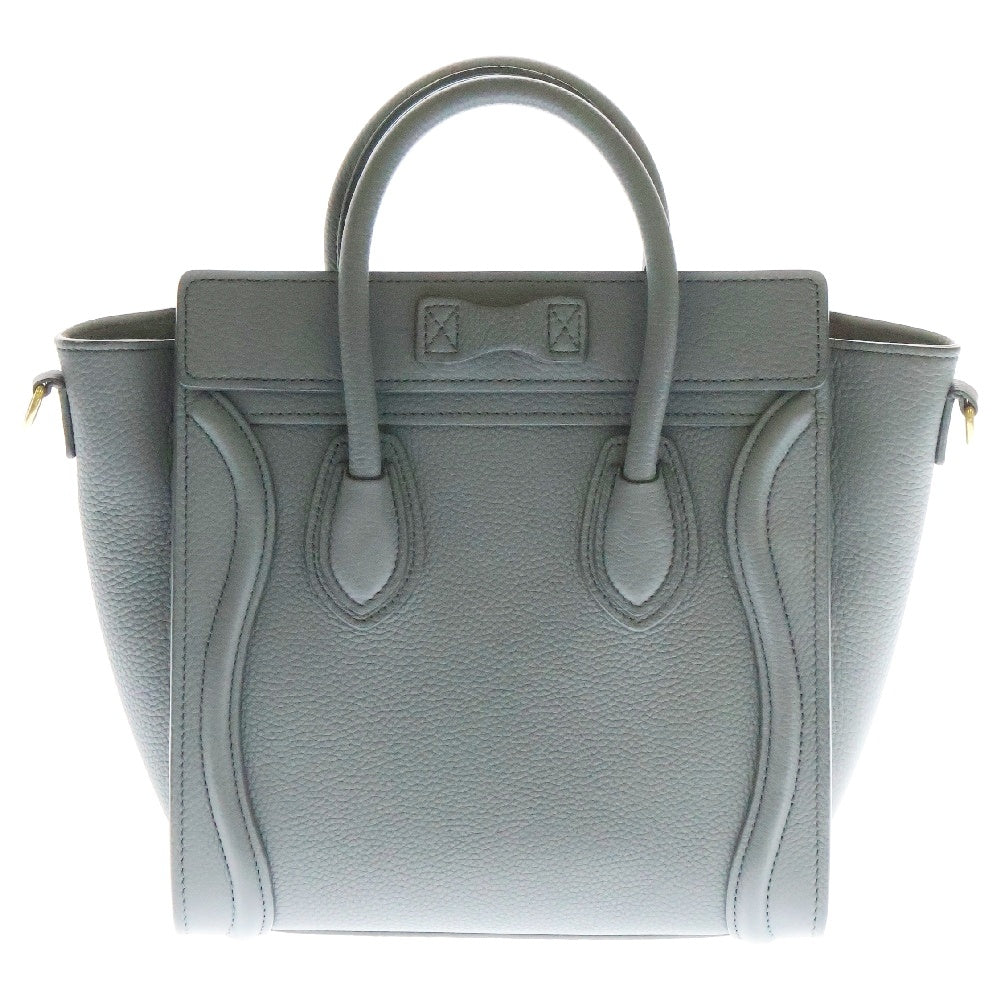 CELINE(セリーヌ) ラゲージ ナノショッパー グレー レザー ゴールド金具 2wayバッグ ハンドバッグ