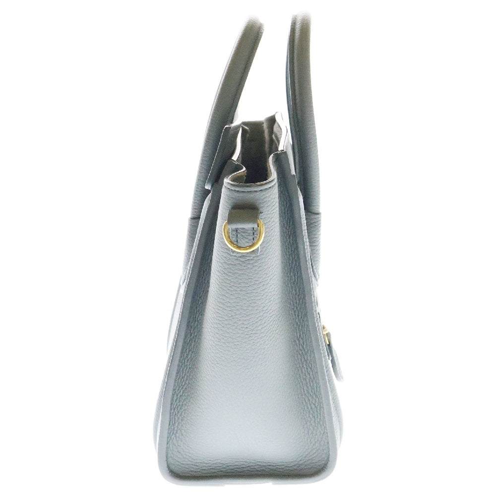 CELINE(セリーヌ) ラゲージ ナノショッパー グレー レザー ゴールド金具 2wayバッグ ハンドバッグ
