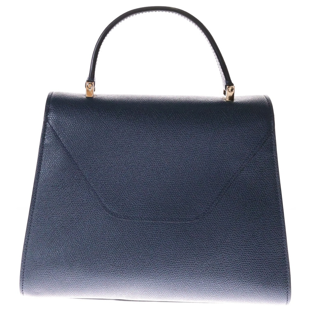 Valextra(ヴァレクストラ) イジィデ ミディアム 2WAYバッグ ハンドバッグ ショルダーバッグ ネイビー ゴールド金具 レザー