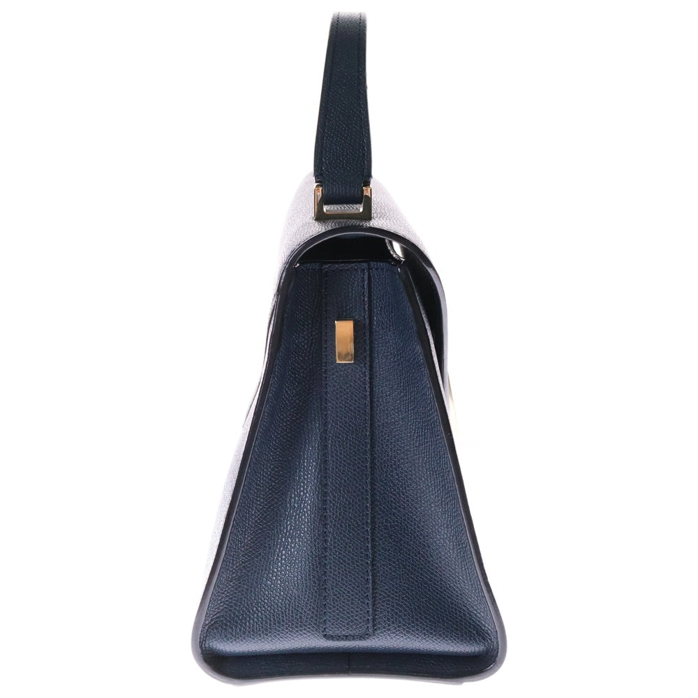 Valextra(ヴァレクストラ) イジィデ ミディアム 2WAYバッグ ハンドバッグ ショルダーバッグ ネイビー ゴールド金具 レザー