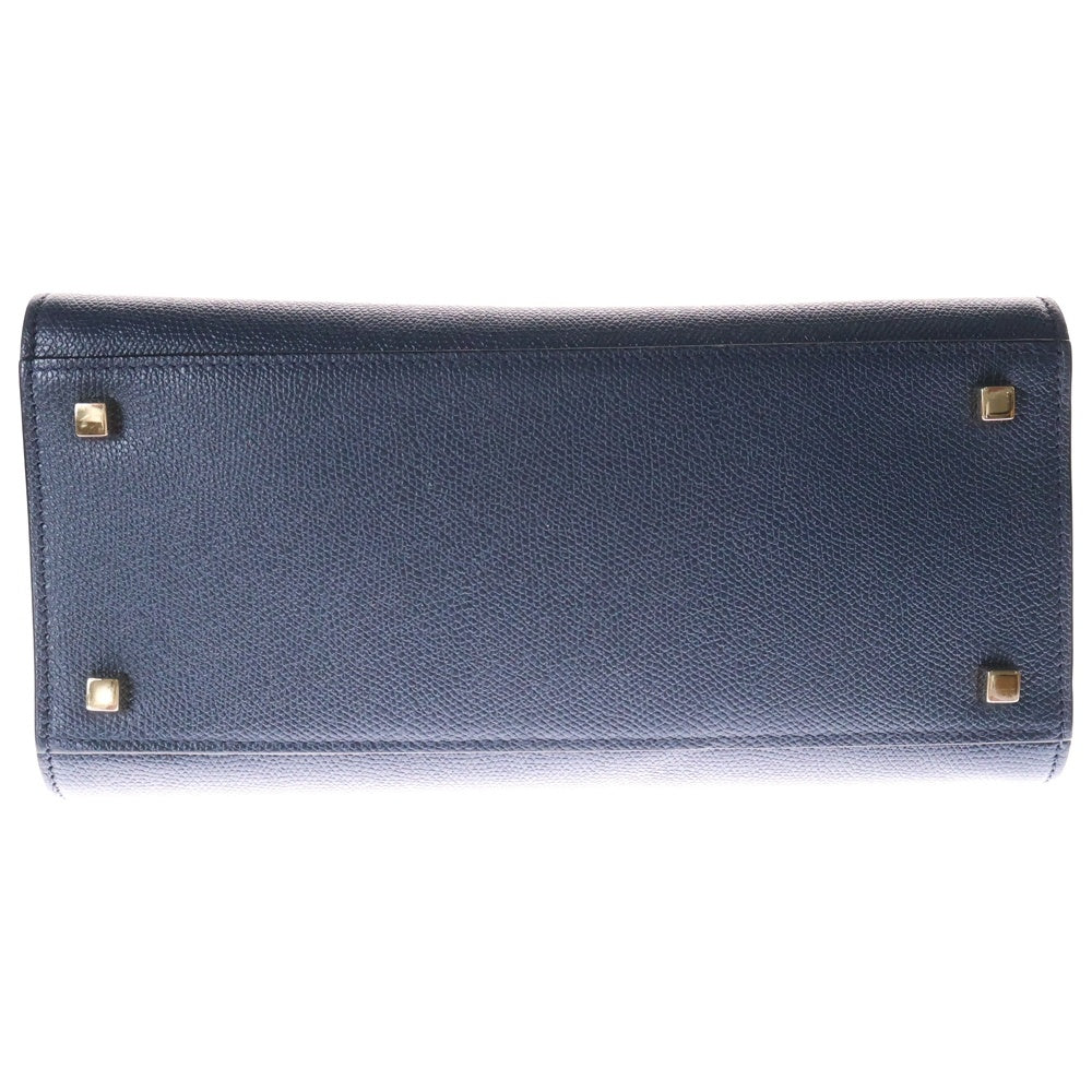 Valextra(ヴァレクストラ) イジィデ ミディアム 2WAYバッグ ハンドバッグ ショルダーバッグ ネイビー ゴールド金具 レザー