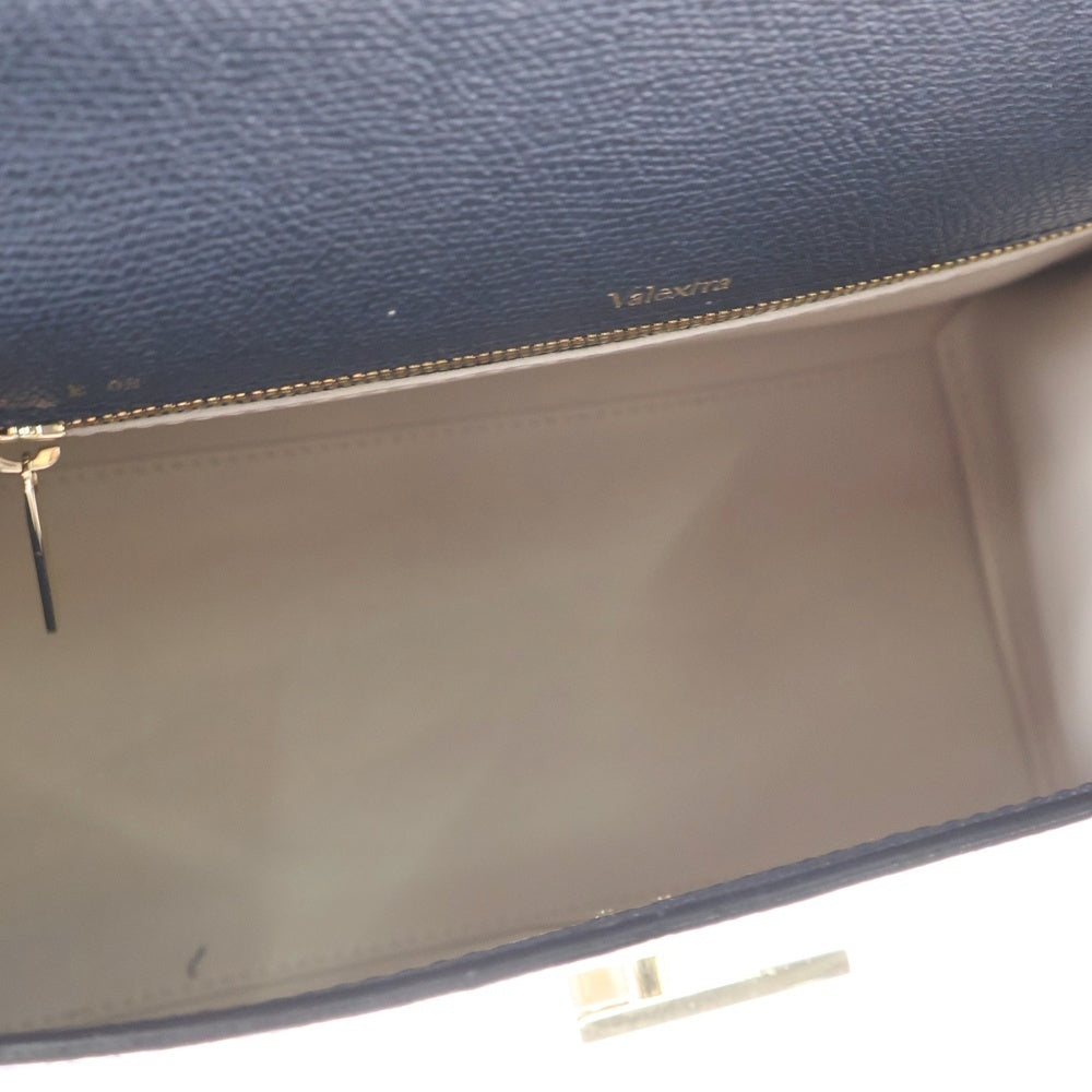 Valextra(ヴァレクストラ) イジィデ ミディアム 2WAYバッグ ハンドバッグ ショルダーバッグ ネイビー ゴールド金具 レザー