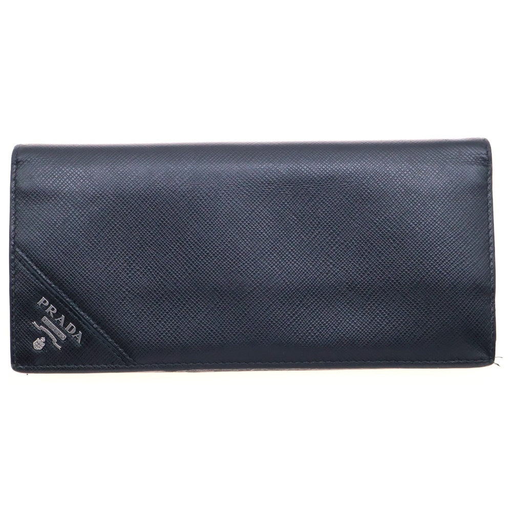 PRADA(プラダ) サフィアーノ ロゴ レザーロングウォレット 二つ折り長財布 ブラック 2MV836