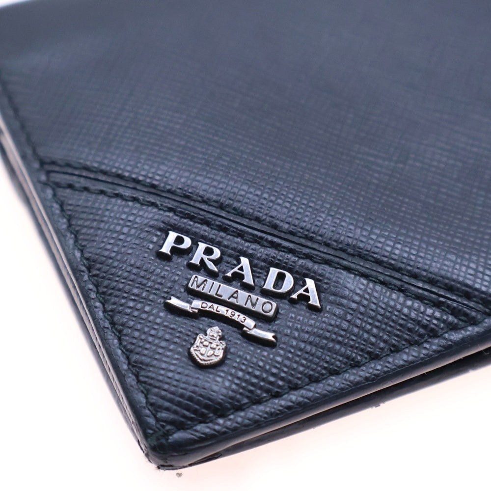 PRADA(プラダ) サフィアーノ ロゴ レザーロングウォレット 二つ折り長財布 ブラック 2MV836