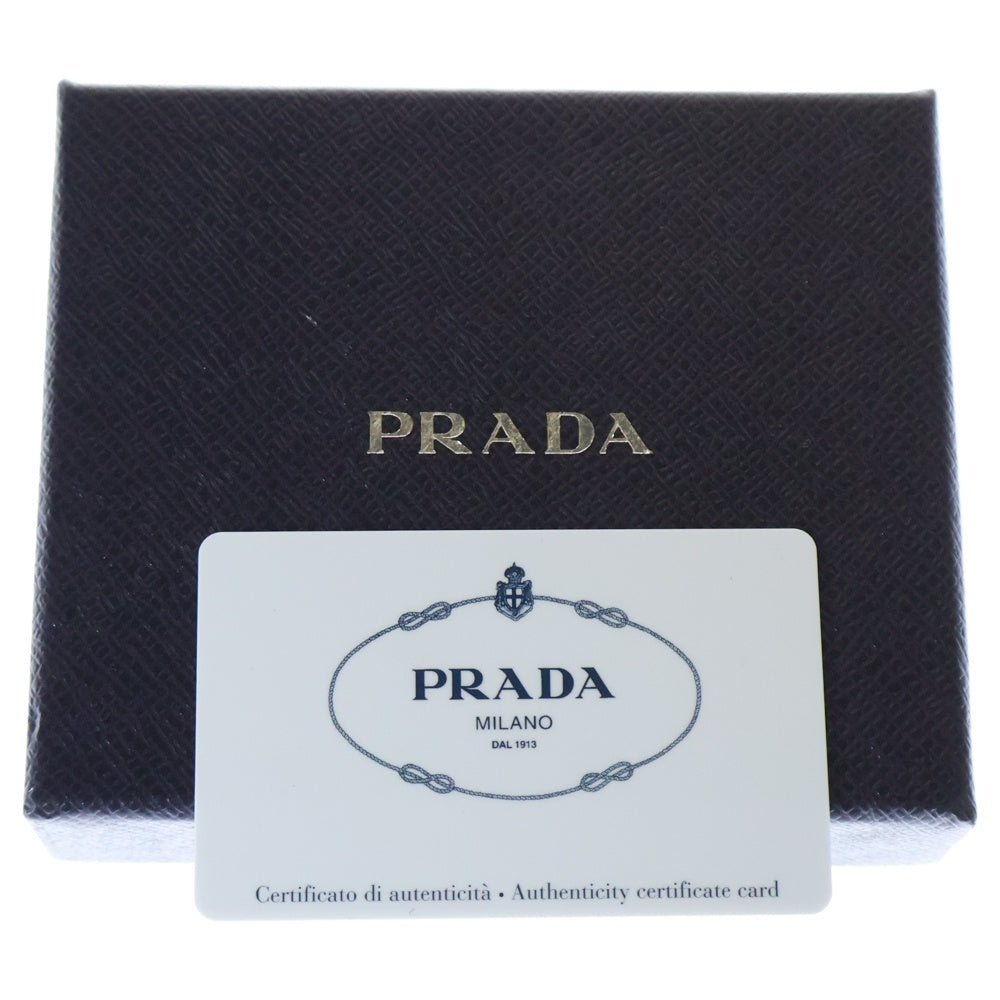 PRADA(プラダ) ロゴプレート 2つ折り財布 カードケース ブラック レザー 2M0006