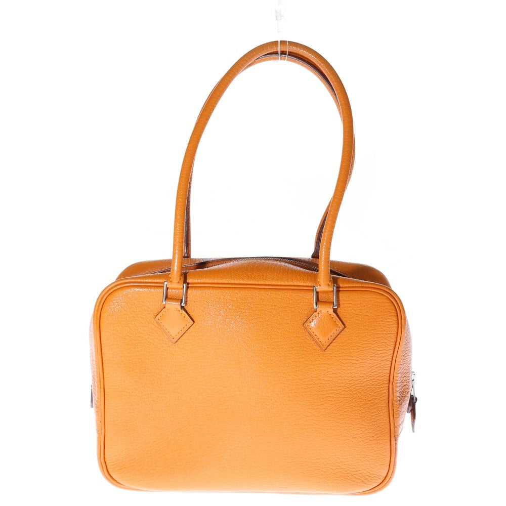 HERMES(エルメス) プリュム20 オレンジ系 エプソン ハンドバッグ レザー シルバー金具 □H刻印