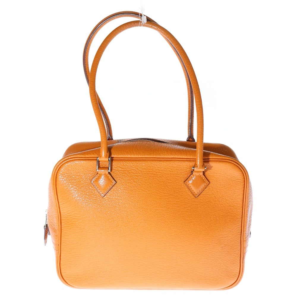 HERMES(エルメス) プリュム20 オレンジ系 エプソン ハンドバッグ レザー シルバー金具 □H刻印