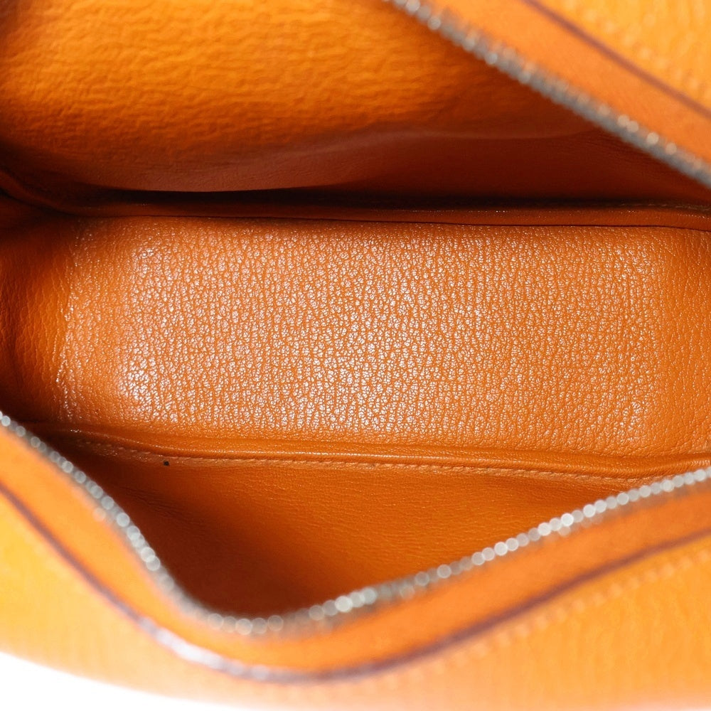 HERMES(エルメス) プリュム20 オレンジ系 エプソン ハンドバッグ レザー シルバー金具 □H刻印