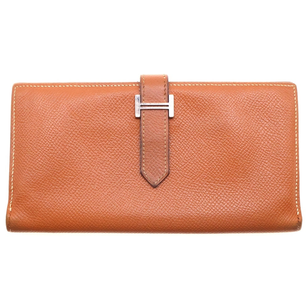 HERMES(エルメス) ベアン スフレ エプソン レザーロングウォレット 長財布 ブラウン シルバー金具 □J刻印
