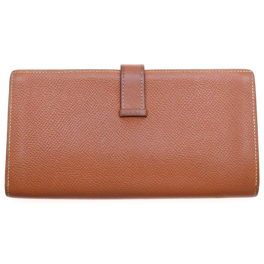 HERMES(エルメス) ベアン スフレ エプソン レザーロングウォレット 長財布 ブラウン シルバー金具 □J刻印