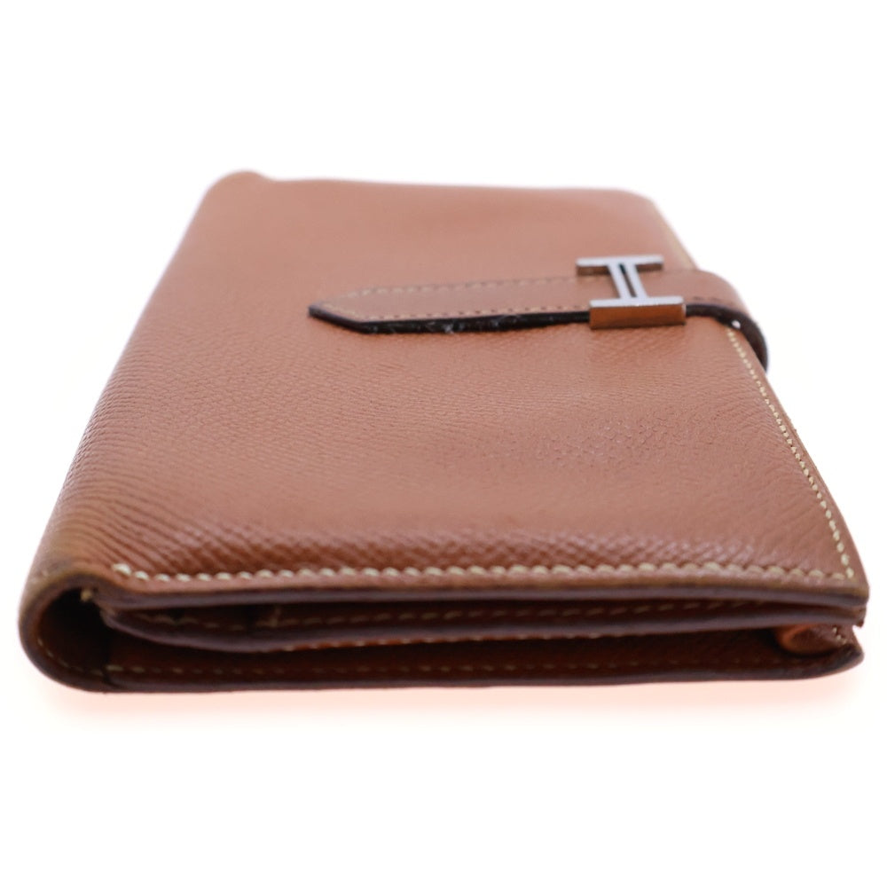 HERMES(エルメス) ベアン スフレ エプソン レザーロングウォレット 長財布 ブラウン シルバー金具 □J刻印