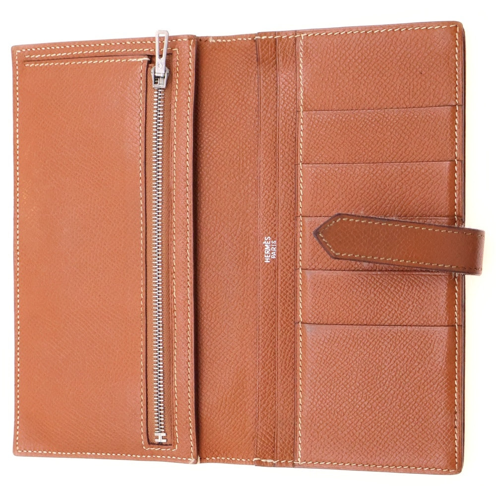 HERMES(エルメス) ベアン スフレ エプソン レザーロングウォレット 長財布 ブラウン シルバー金具 □J刻印
