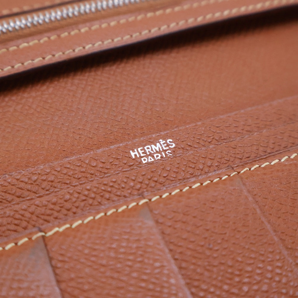 HERMES(エルメス) ベアン スフレ エプソン レザーロングウォレット 長財布 ブラウン シルバー金具 □J刻印