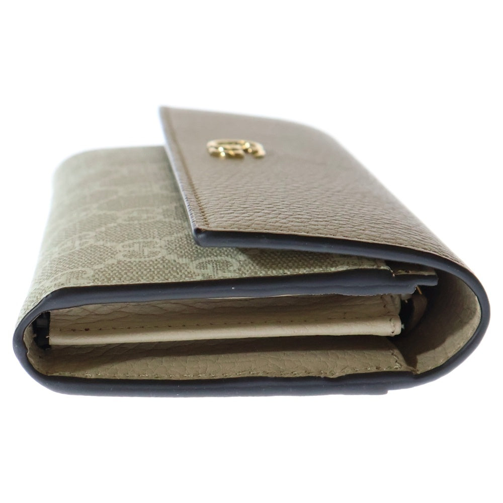 GUCCI(グッチ) GGマーモント GGスプリーム 三つ折り財布 長財布 ロングウォレット アイボリー ゴールド金具 PVCレザー ホワイト 456116