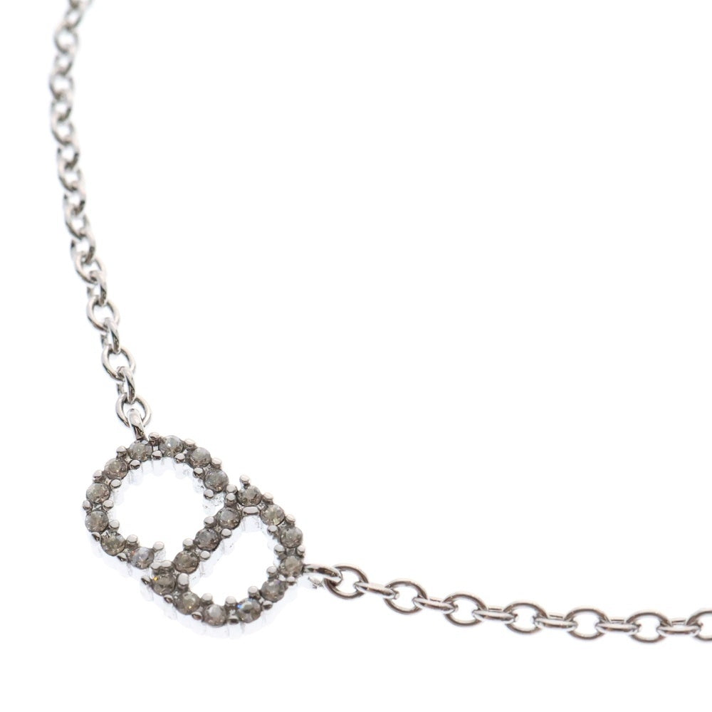 Christian Dior(クリスチャンディオール) CDロゴ ラインストーン ネックレス ペンダント シルバー メタル アクセサリー