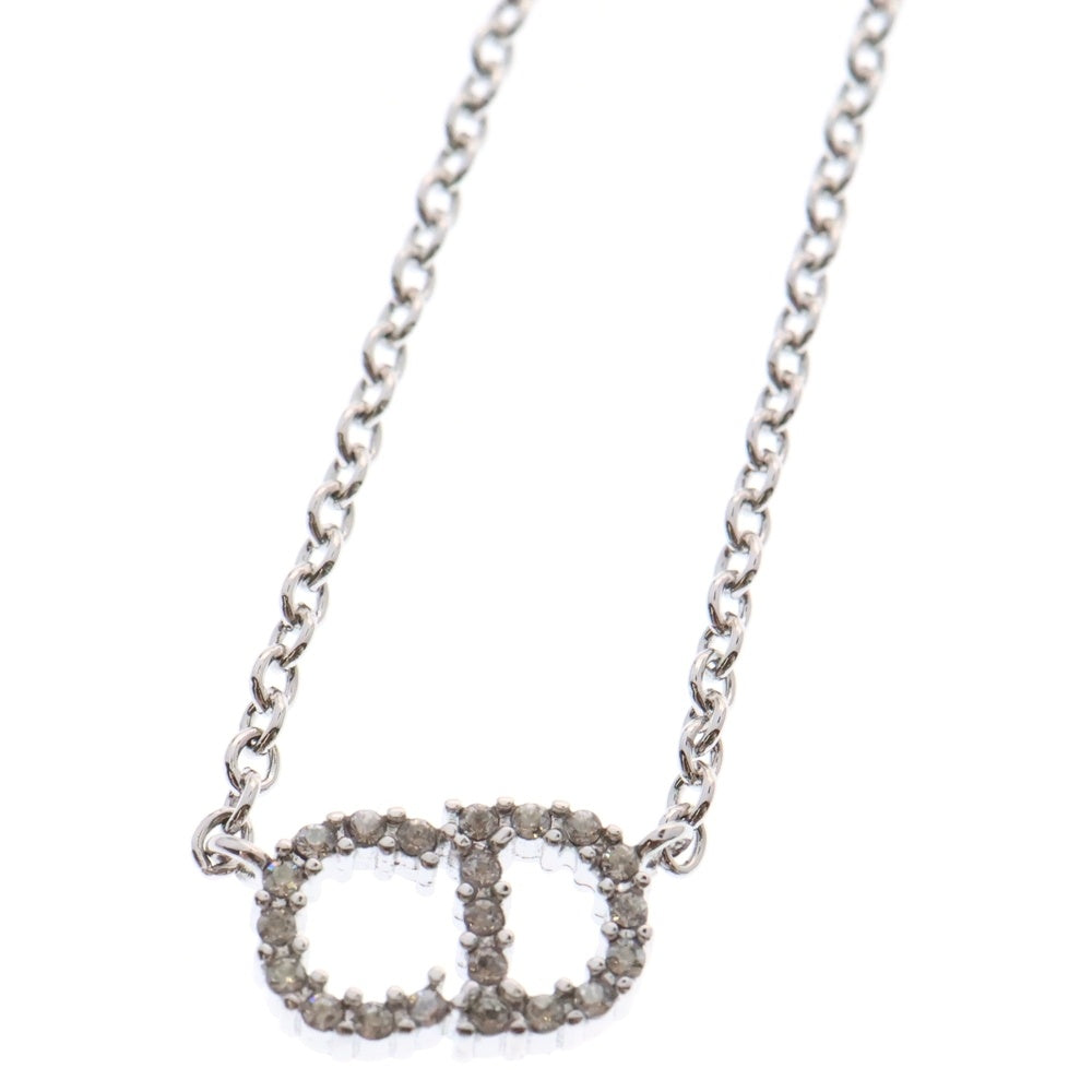 Christian Dior(クリスチャンディオール) CDロゴ ラインストーン ネックレス ペンダント シルバー メタル アクセサリー